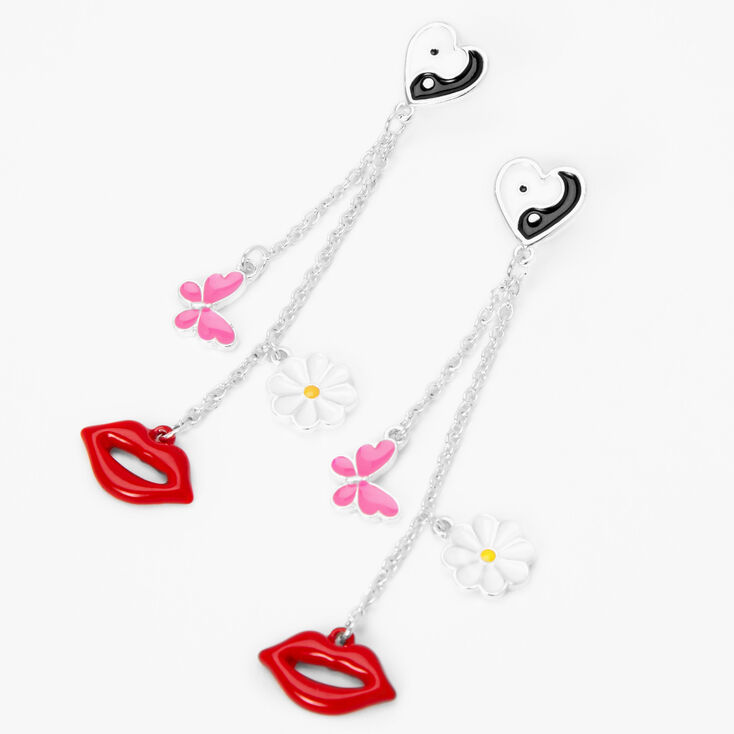 Silver Yin Yang Dangly Drop Earrings,