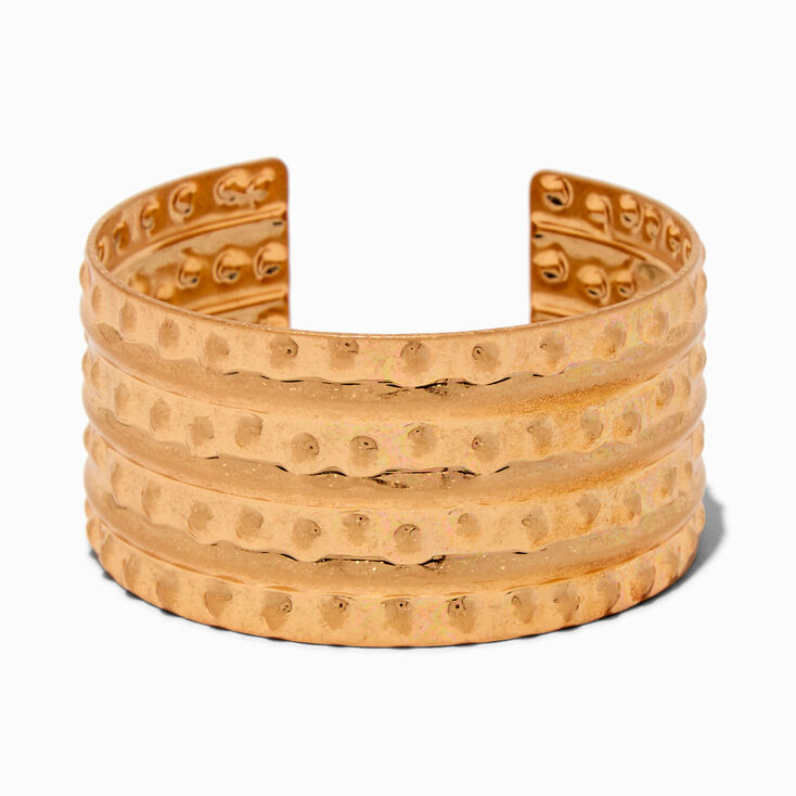 Gold-tone Dot Textured Cuff Bracelet,