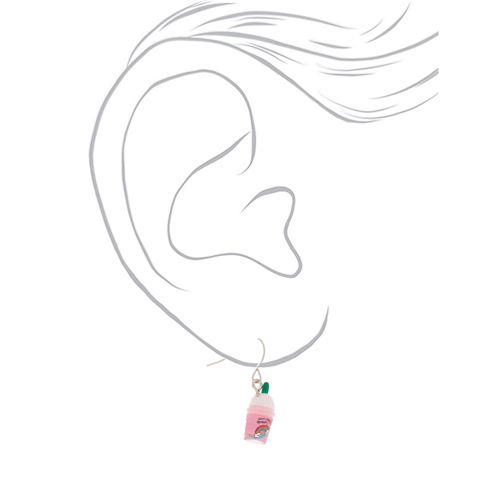 1" Unicorn Frappe Drop Earrings - Pink,