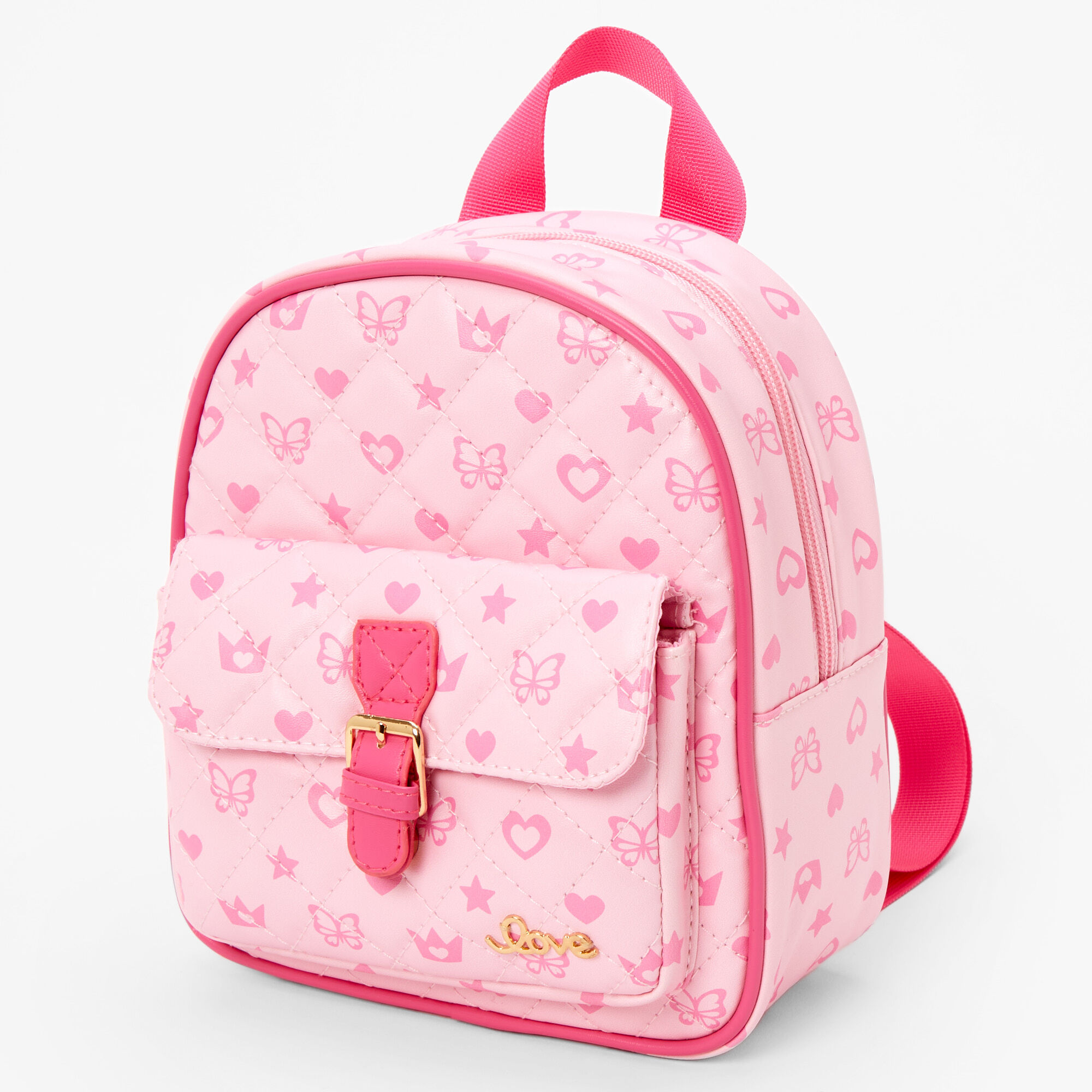 Claire s Club Pink Status Icons Mini Backpack