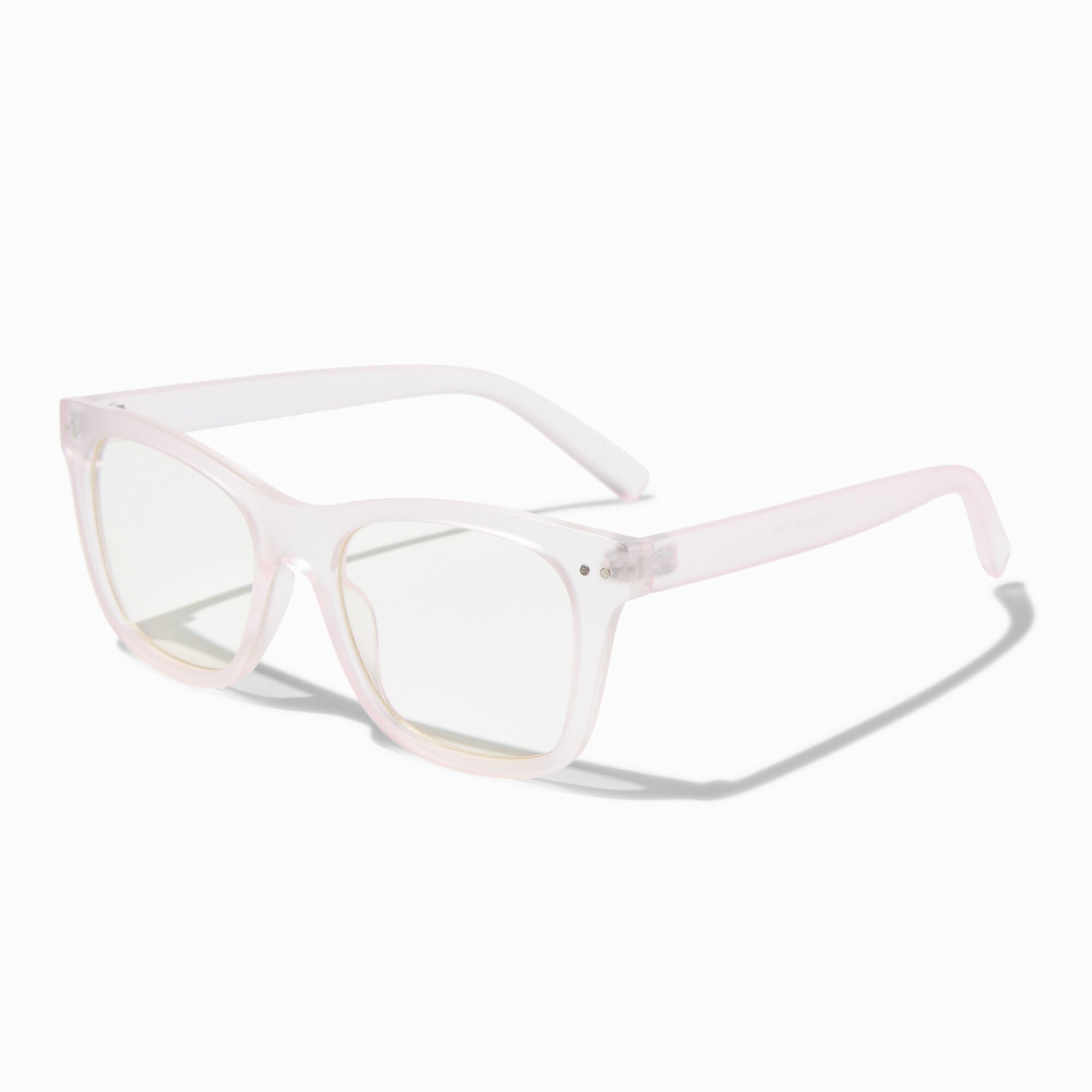 Lunettes à verres transparents rectangulaires rose clair,
