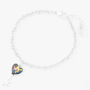 Silver Mood Heart Key Charm Bracelet,