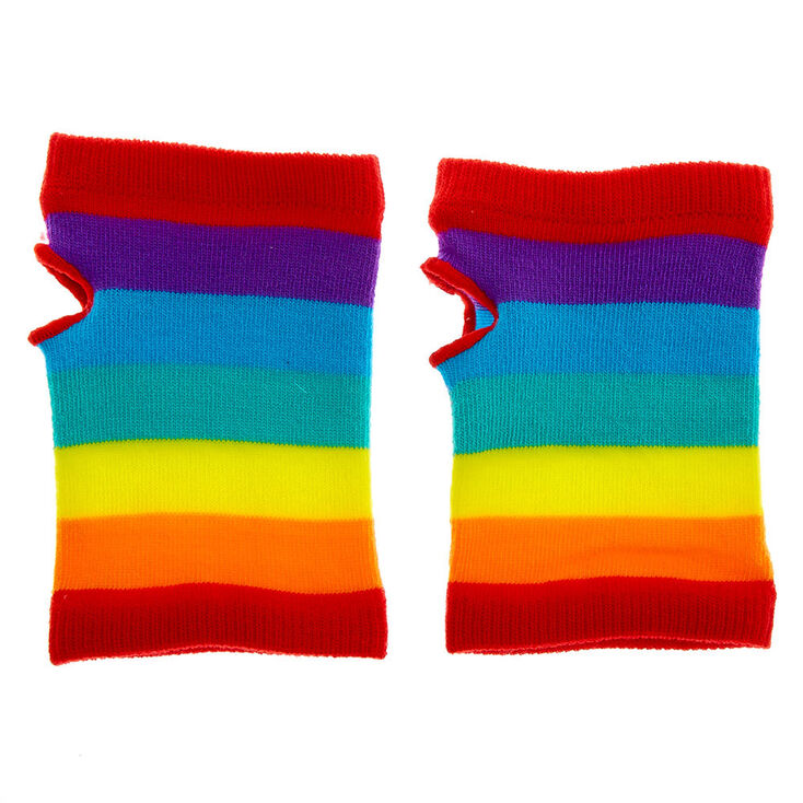 Rainbow Striped Short Arm Warmers | Claire's US