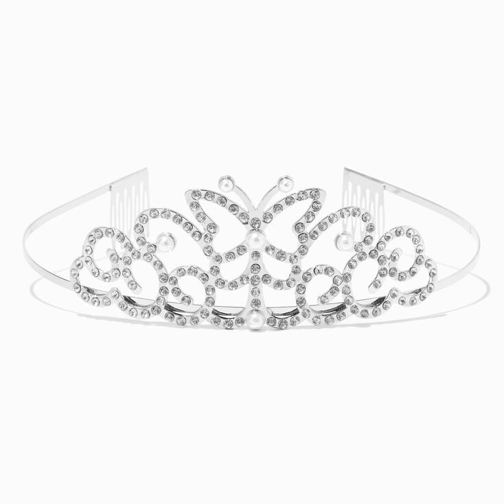 Claire&#39;s Club Butterfly Pearl Silver Tiara,