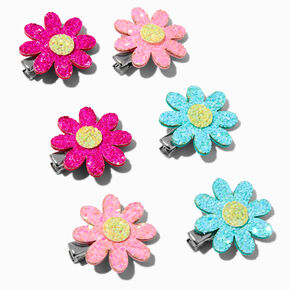 Claire&#39;s Club Glitter Flower Hair Clips - 6 Pack,