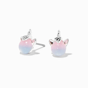 Clous d&rsquo;oreilles licorne phosphorescents bleus et roses,