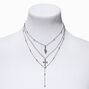 Burnished Silver Cross &amp; Snake Multi-Strand Y Necklace,