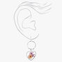 Silver 1&quot; Flower Pressed Heart Drop Earrings,