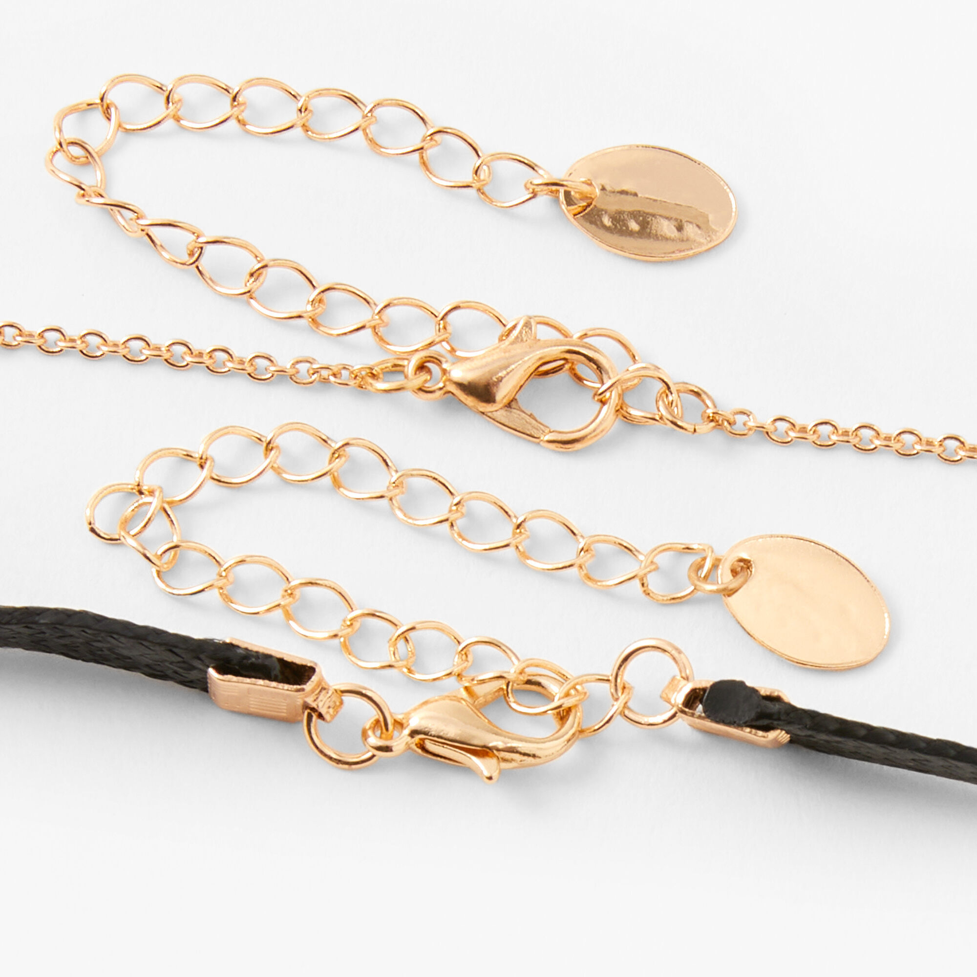 Gold Star Chain Braided Choker Necklace - Black,