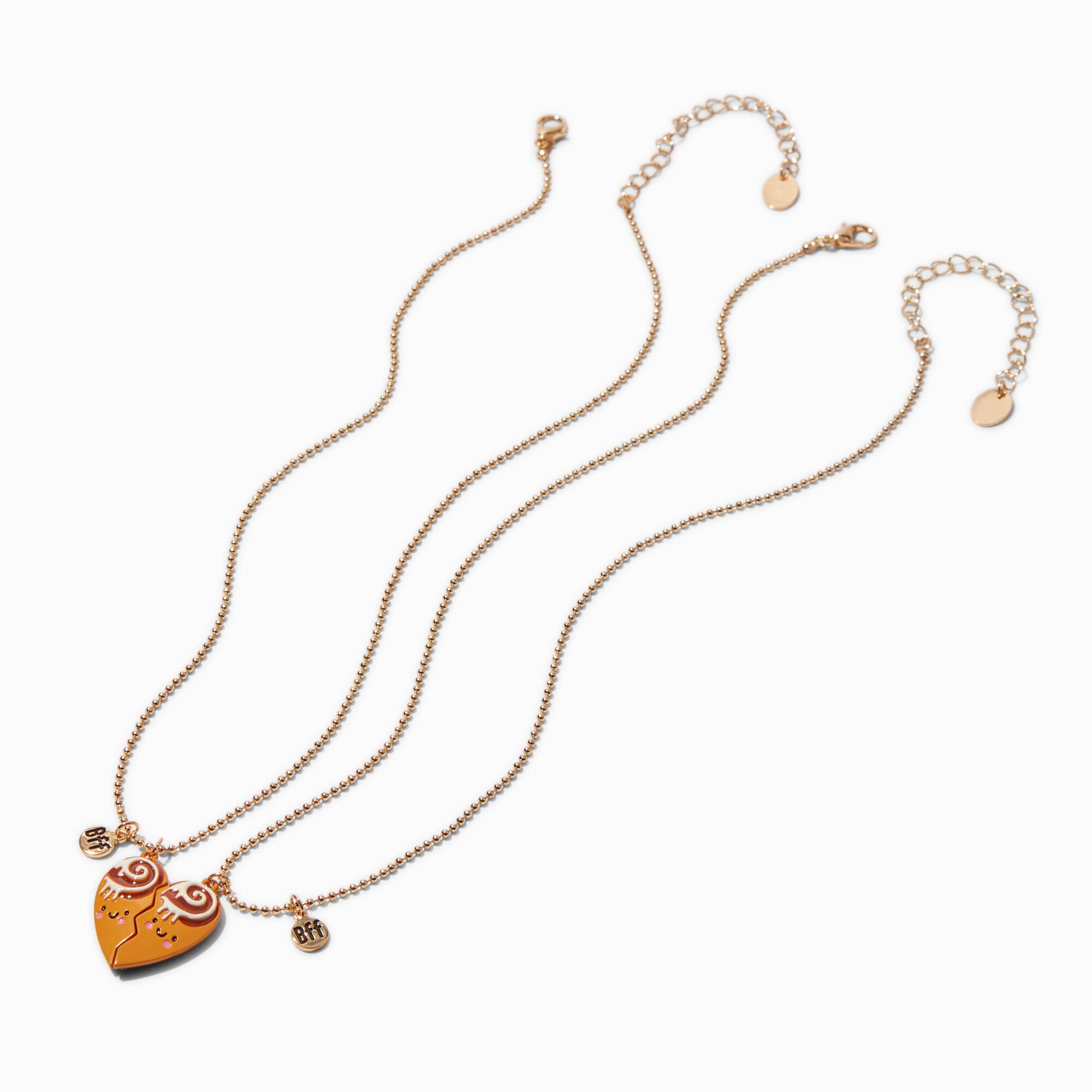 Best Friends Cinnamon Roll Heart Pendant Necklaces - 2 Pack,