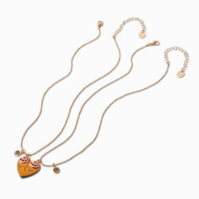 Colliers &agrave; pendentif c&oelig;ur roul&eacute; &agrave; la cannelle Best Friends - Lot de 2,