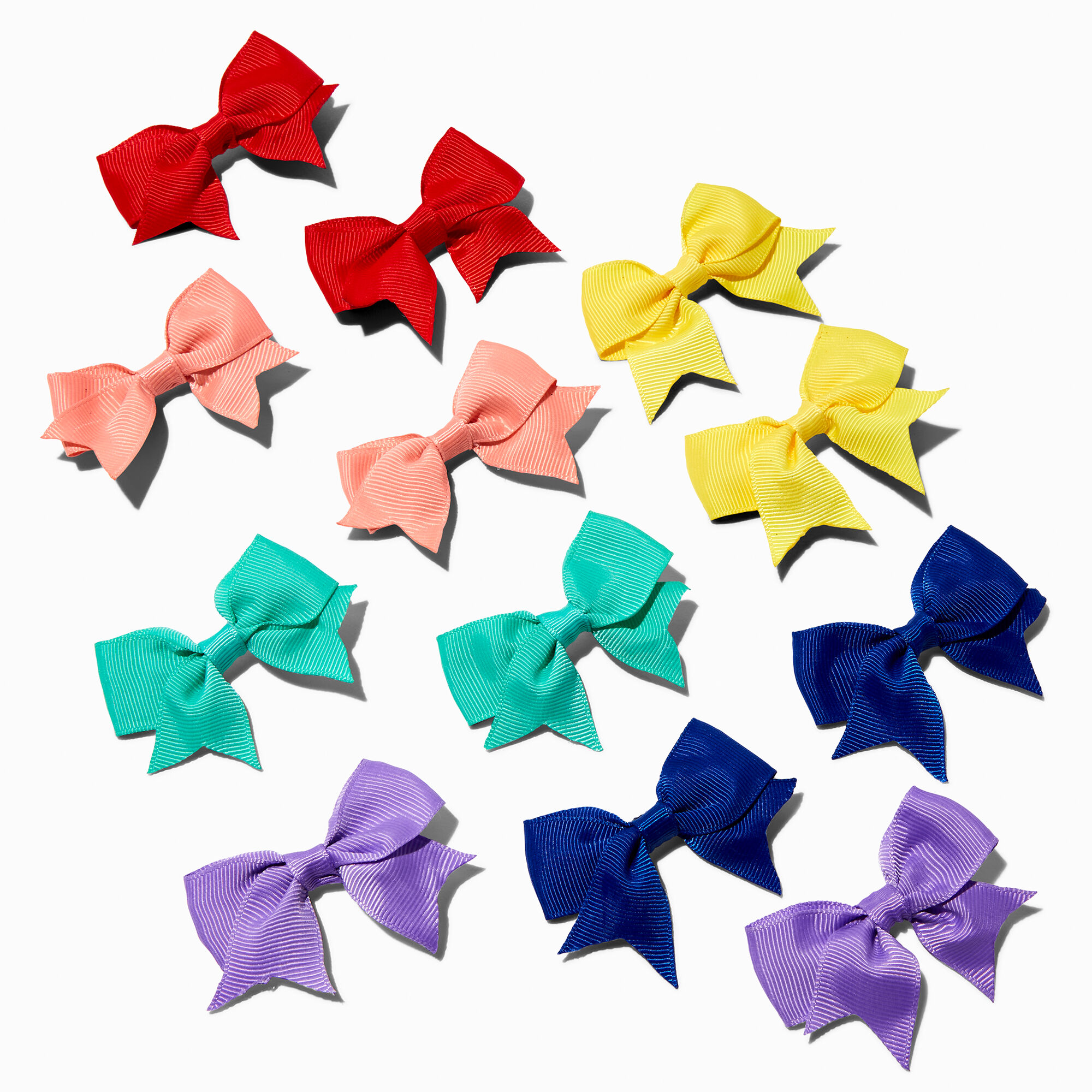 View Claires Club Mini Hair Bow Clips 12 Pack Rainbow information