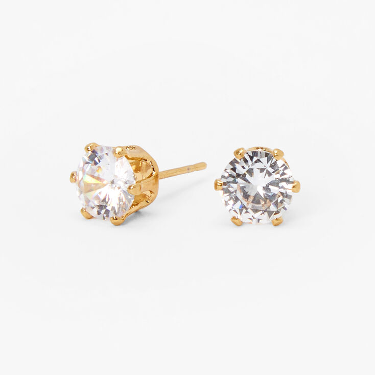 18ct Gold Plated Cubic Zirconia Cupcake Stud Earrings - 7MM,