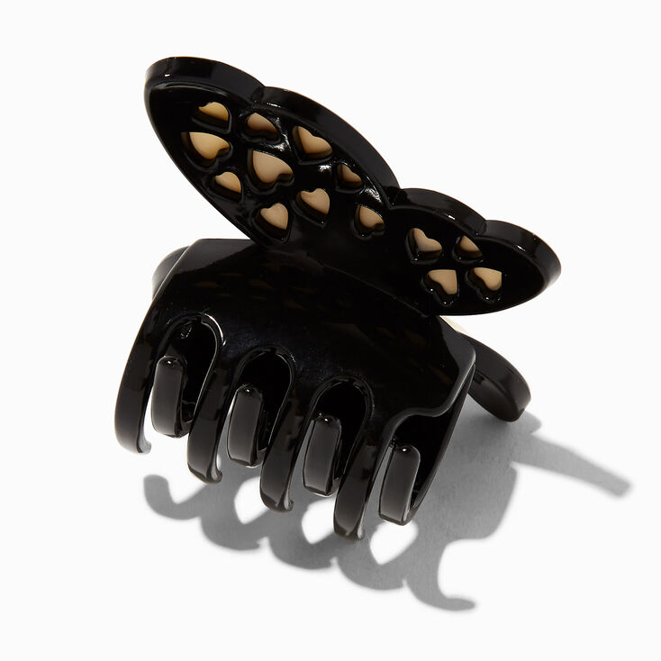 Pince &agrave; cheveux papillon cr&egrave;me et noire,