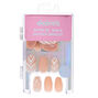 Beige Lace Overlay Coffin Faux Nail Set - Nude, 24 Pack,