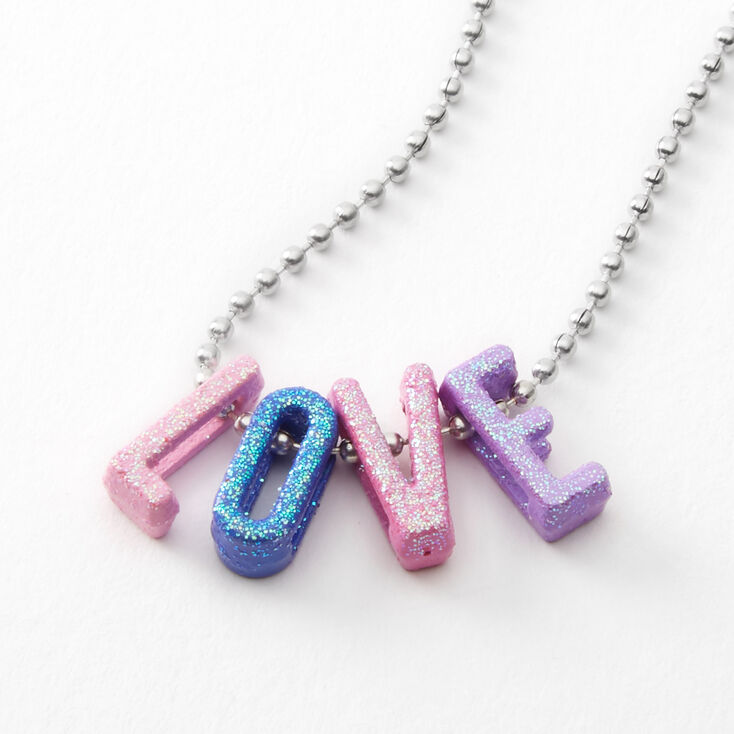 Claire's Collier à pendentif arc-en-ciel « Love »