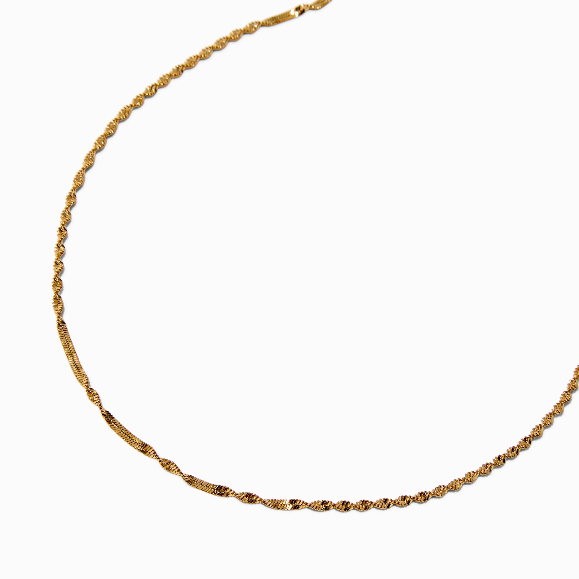 Gold-tone Stainless Steel Mini Glitter Chain Necklace,