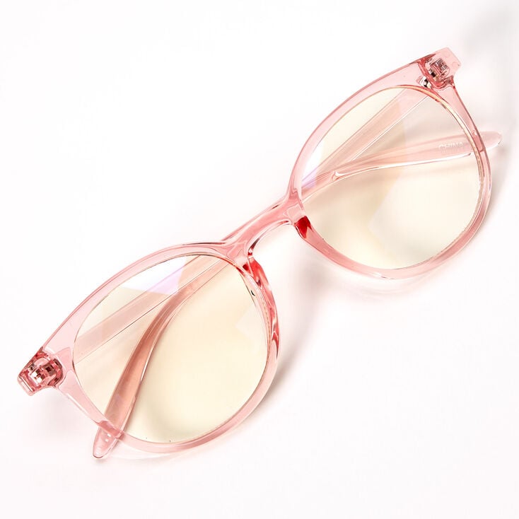 Solar Blue Light Reducing Round Clear Lens Frames - Pink,
