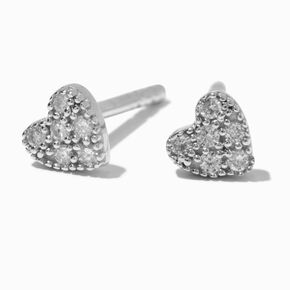 C LUXE by Claire&#39;s Sterling Silver 1/20 ct. tw. Lab Grown Diamond Pav&eacute; Heart Stud Earrings,