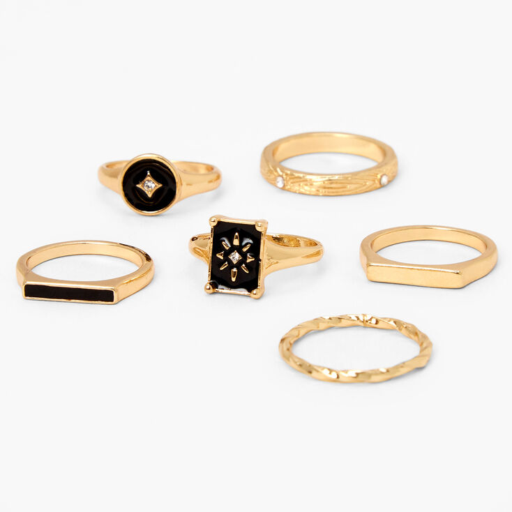 Gold Geometric Rings - 6 Pack,