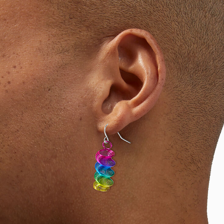 Rainbow Coil Drop Earrings,