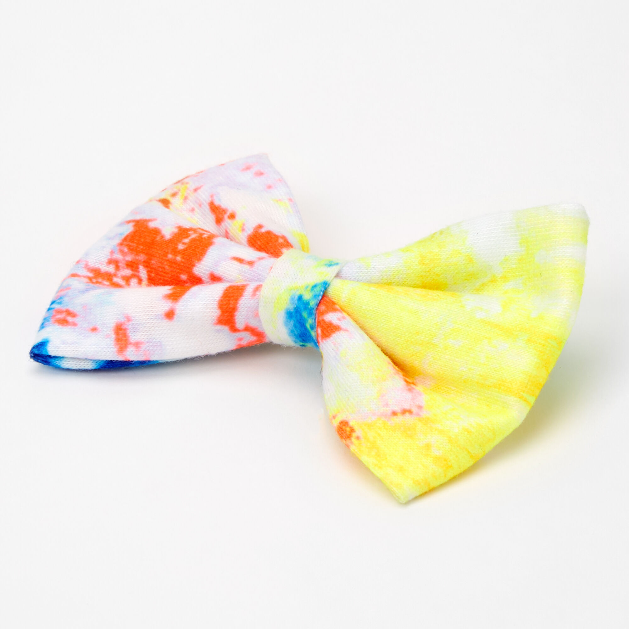Tie Dye Neon Hair Bow Clip - Yellow/Orange,