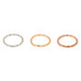 20G Mixed Metal Stainless Steel Textured Hoop Nose Rings - 3 Pack,
