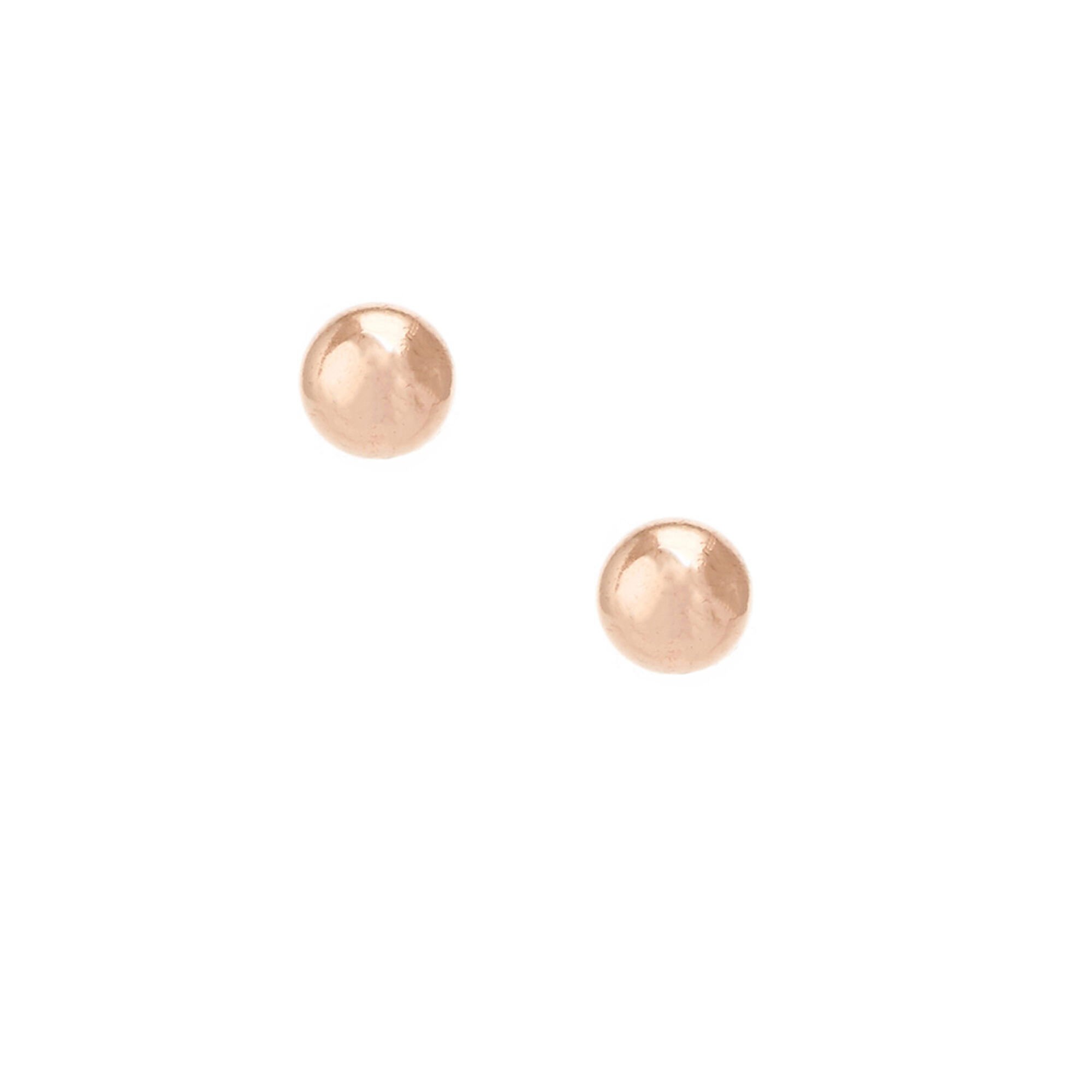 View Claires 18Ct Rose Plated 4MM Ball Earrings Gold information