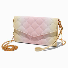Pastel Yellow &amp; Pink Ombr&eacute; Crossbody Wristlet Wallet,