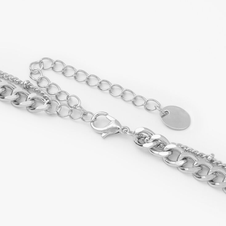 Silver Chunky Multi Strand Necklace,