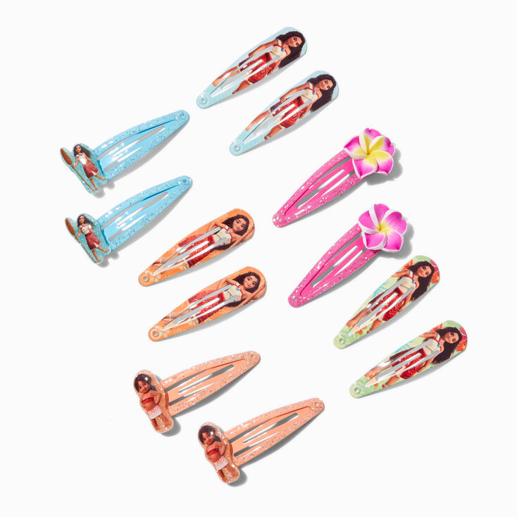 Disney Moana 2 Glitter Snap Hair Clips - 12 Pack,