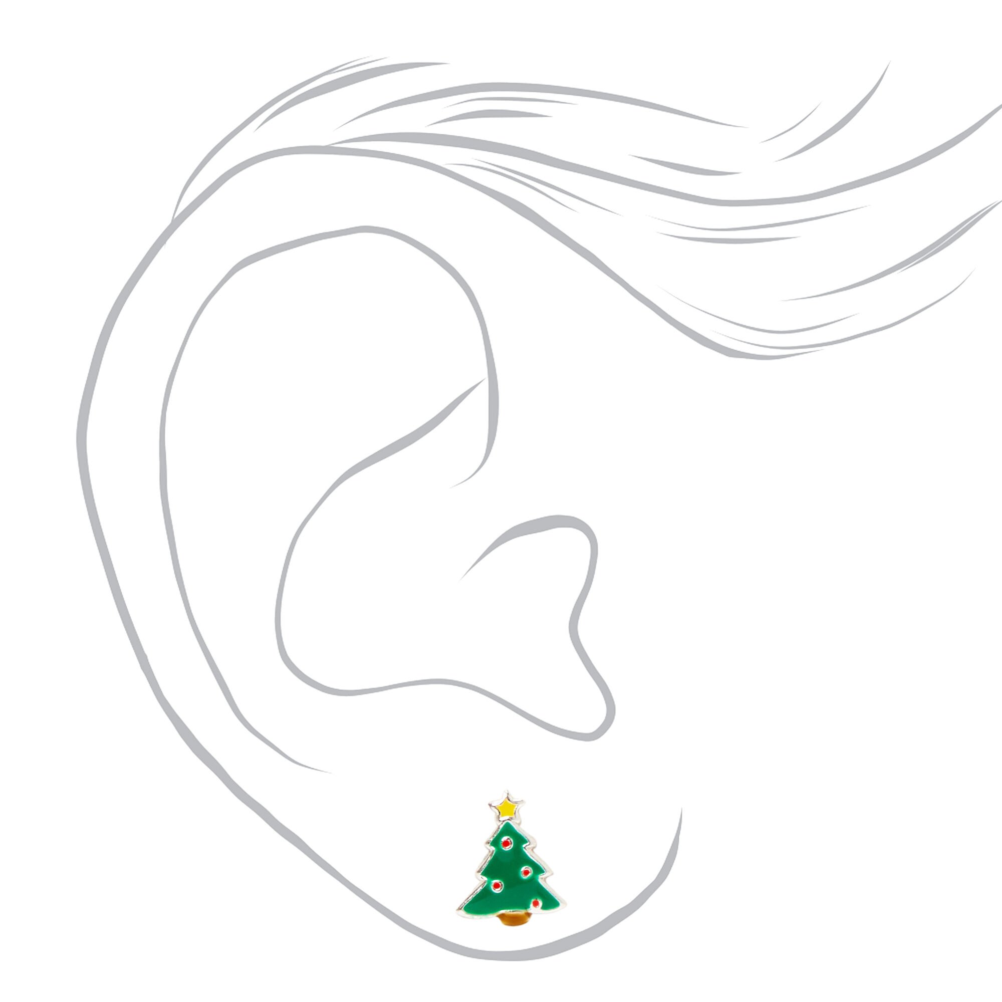 Sterling Silver Christmas Stud Earrings - 3 Pack,