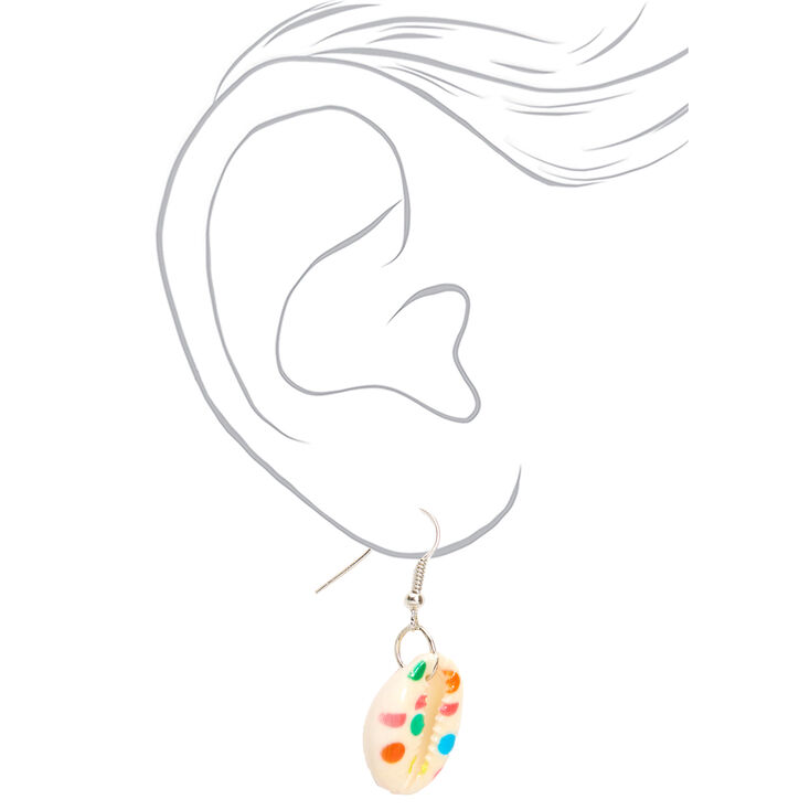 Silver 1 Rainbow Polka Dot Cowrie Shell Drop Earrings Claire S Us