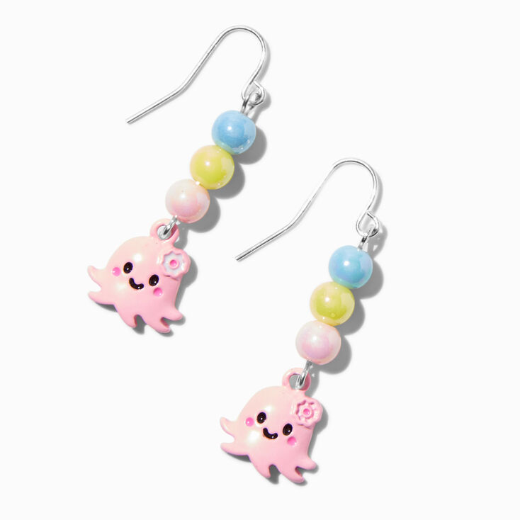 Pendantes perl&eacute;es pieuvre roses,