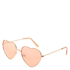 Lunettes de soleil en forme de c&oelig;ur couleur dor&eacute; rose,