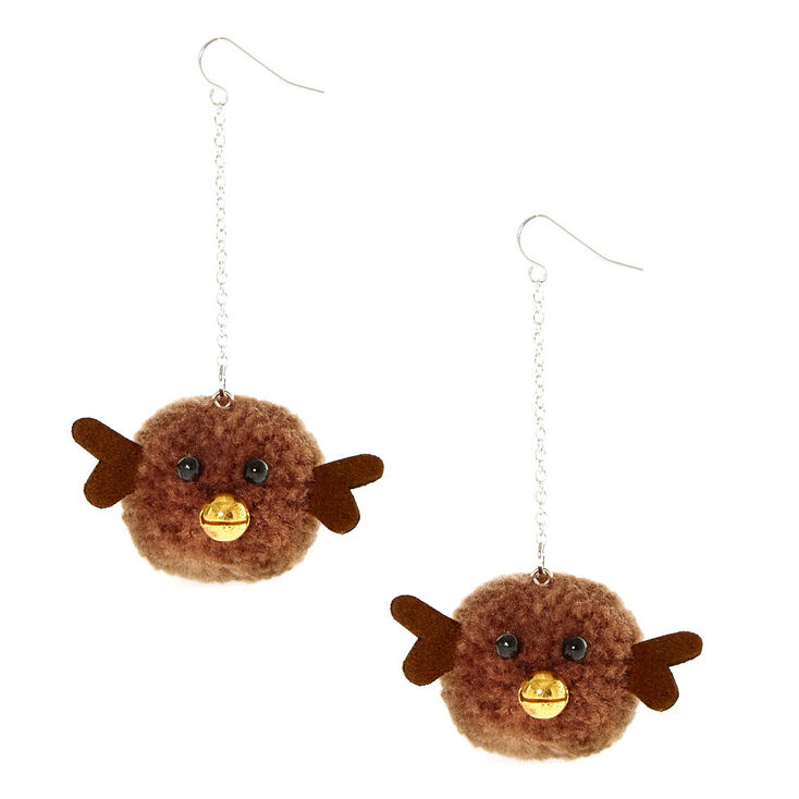 Boucles d&rsquo;oreilles pompon cerf,