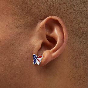 Stars &amp; Stripes Butterfly Stud Earrings,