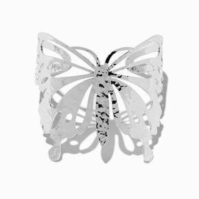 Silver-tone Butterfly Statement Cuff Bracelet ,