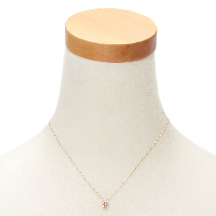 Rose Gold Embellished Initial Pendant Necklace - N,