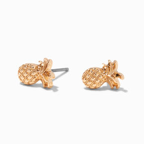 Gold-tone Pineapple Stud Earrings,