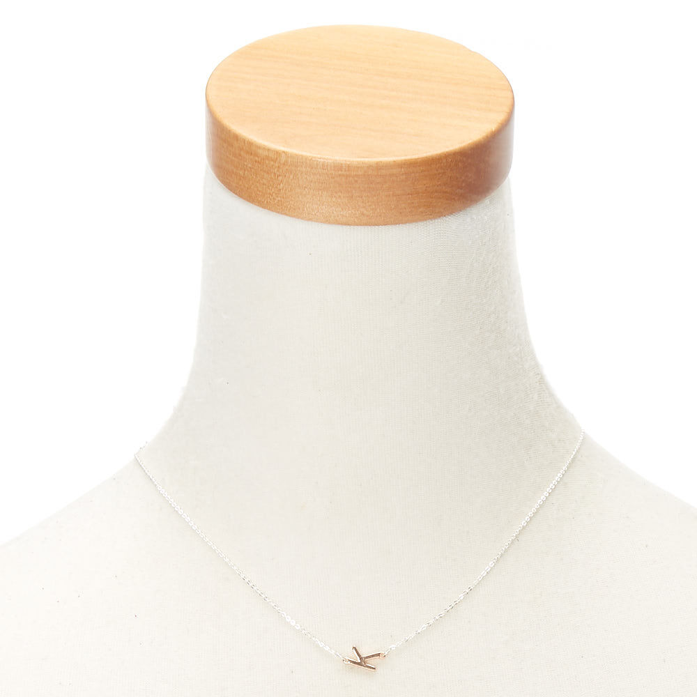 Mixed Metal Sideways Initial Pendant Necklace - K,