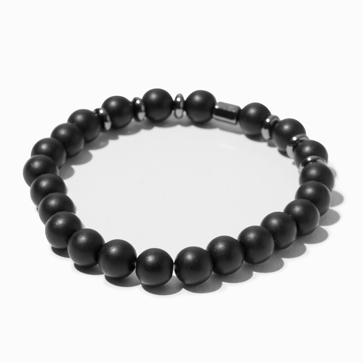 Bracelet &eacute;lastique perl&eacute; noir et couleur h&eacute;matite,