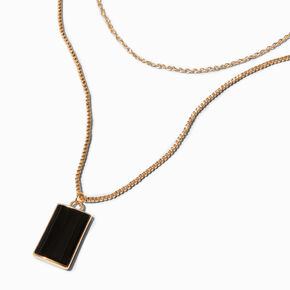 Black Rectangle Gold-tone Multi-Strand Necklace,