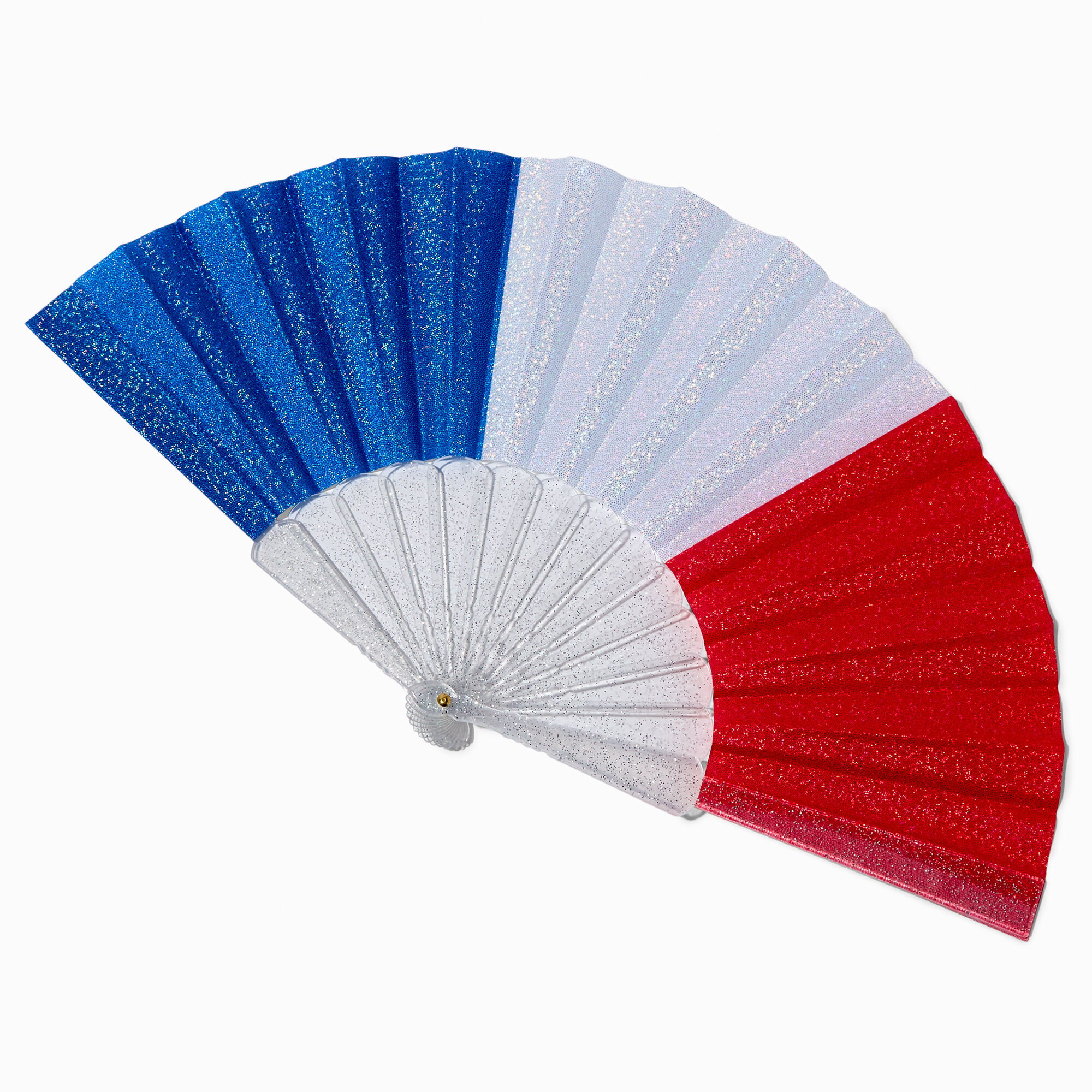 View Claires Red White Personal Folding Fan Blue information