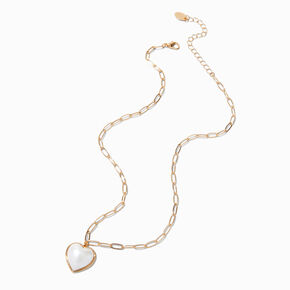 Collier &agrave; pendentif couleur dor&eacute;e c&oelig;ur perle d&#39;imitation,