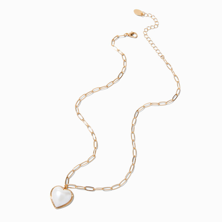 Collier &agrave; pendentif couleur dor&eacute;e c&oelig;ur perle d&#39;imitation,
