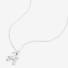 Silver Pearl Frog Pendant Necklace,