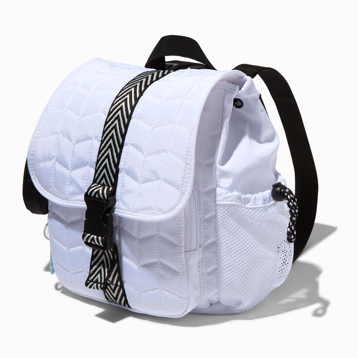 Sporty Chevron White Mini Flap Backpack,