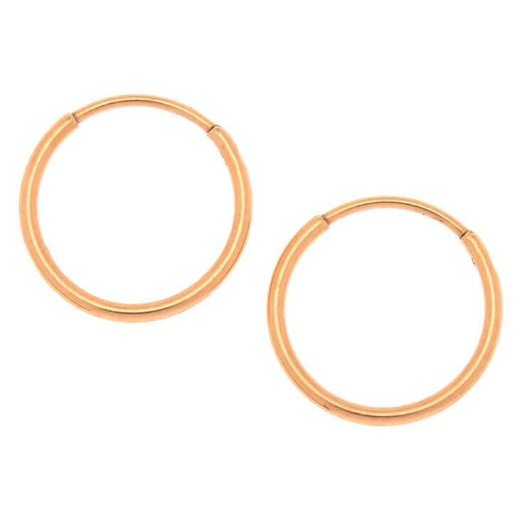 Rose Gold Titanium 12MM Sleek Hoop Earrings,