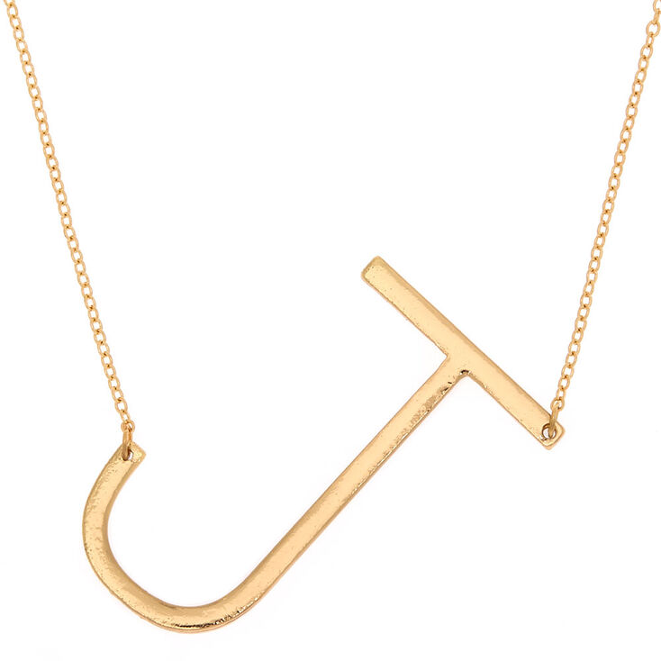 Oversized Initial Pendant Necklace - J,